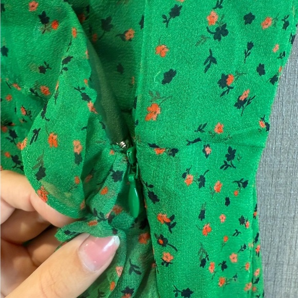 Veronica Beard Amal Green Ditzy Floral Asymmetrical Ruffle Dress - Picture 6 of 11